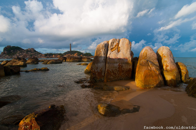 Từ bờ biển nhìn ra Hải đăng có rất nhiều khối đá lớn với đủ các hình thù lạ mắt