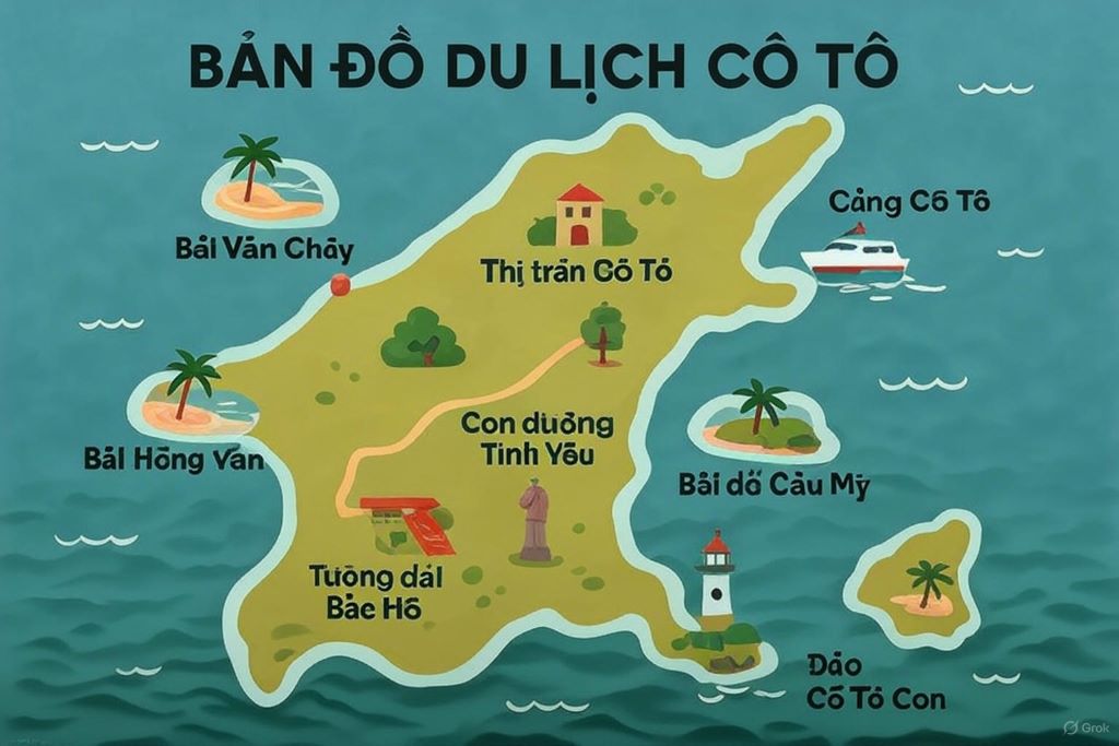Bản đồ du lịch đảo Cô Tô 2025.
