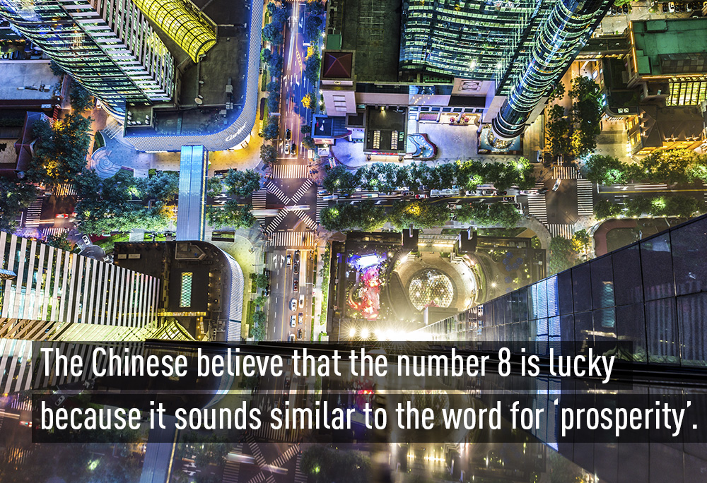 Người Trung Quốc cho rằng số 8 mang lại may mắn và thịnh vượng