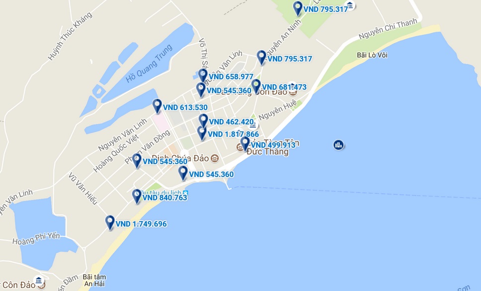 Bản đồ vị trí khách sạn ở Côn Đảo.